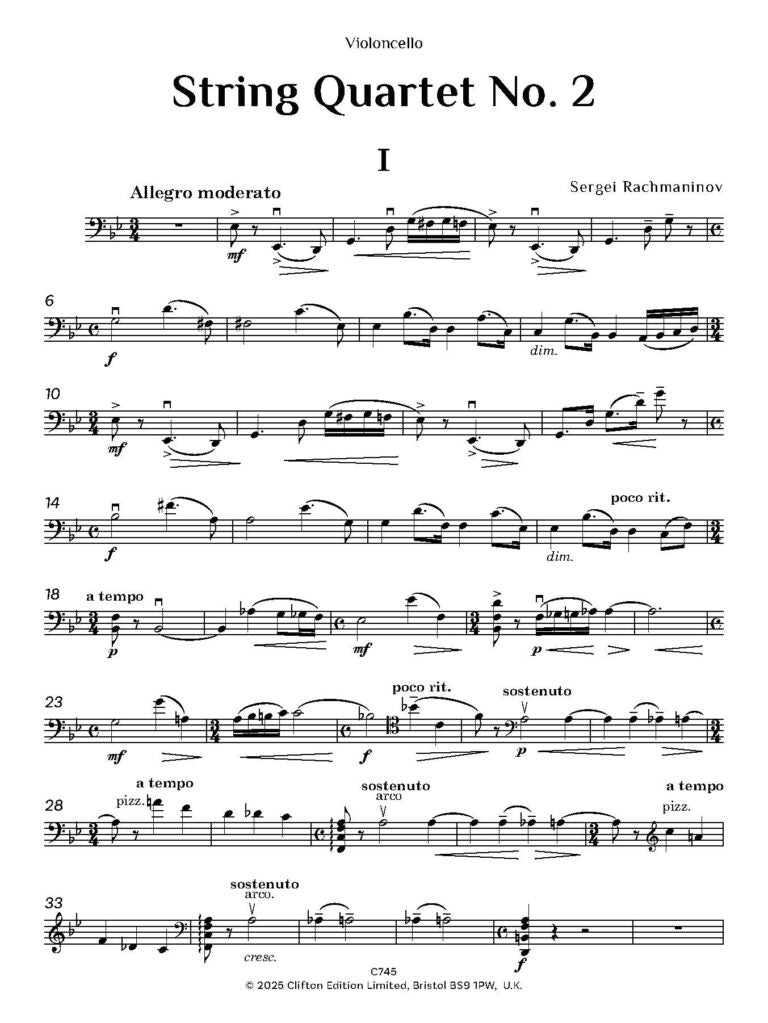 Rachmaninov, S - String Quartet No. 2 Score & Parts  - Digital Download