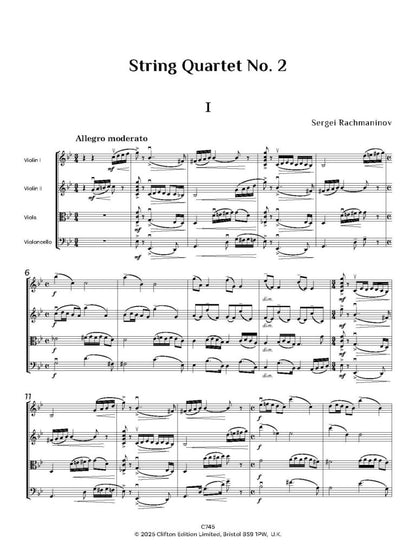 Rachmaninov, S - String Quartet No. 2 Score & Parts  - Digital Download