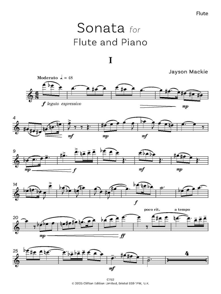 Mackie, Jason  - Sonata for Flute - Digital Download