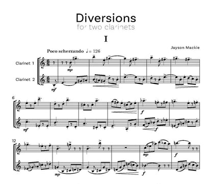 Mackie, Jayson - Diversions for Two Clarinets - (Digital Download)