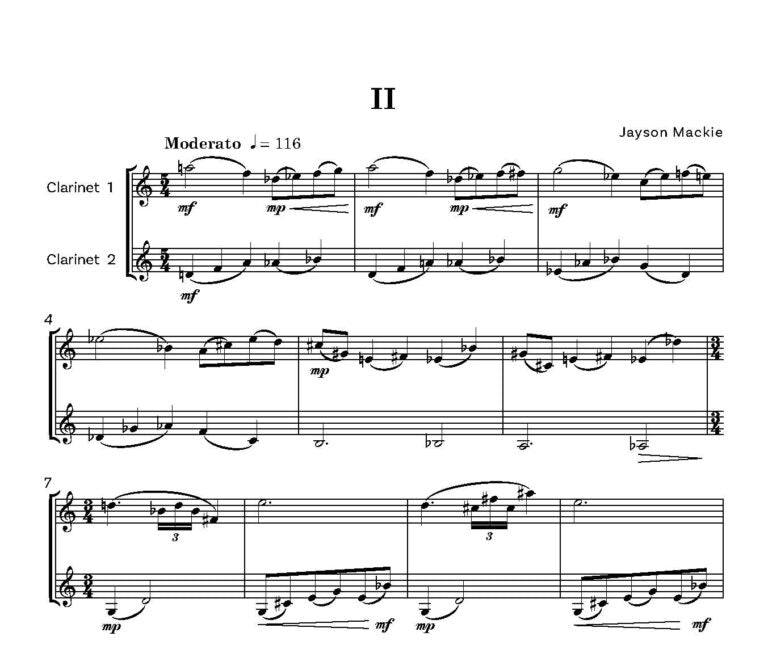 Mackie, Jayson - Diversions for Two Clarinets - (Digital Download)