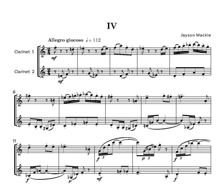 Mackie, Jayson - Diversions for Two Clarinets - (Digital Download)