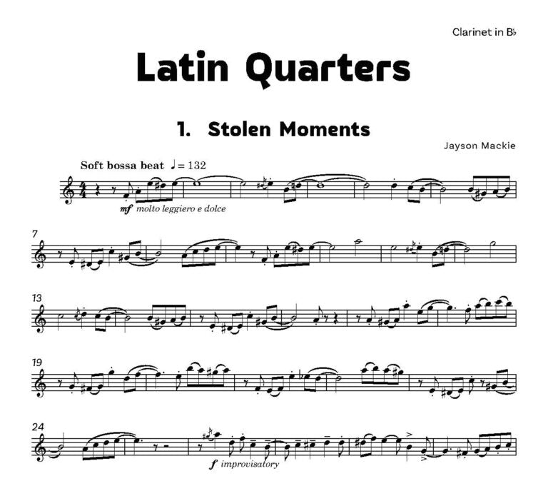 Mackie, Jayson - Latin Quarters for clarinet and piano - (Digital Download)