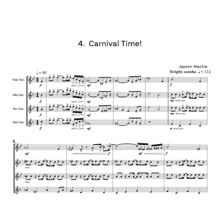 Mackie, Jayson - Sounds Latin for Saxophone Quartet- Digital Download