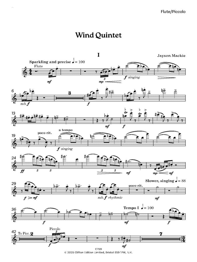Mackie, Jason - Wind Quintet - Digital Download
