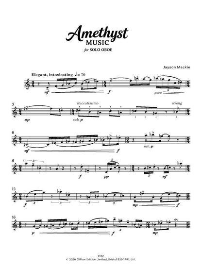 Mackie, Jason  -Amethyst Music for solo oboe - Digital Download