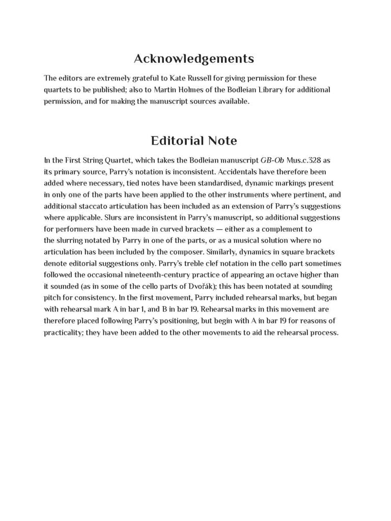 Parry, Hubert - String Quartet No. 1 - Digital Download