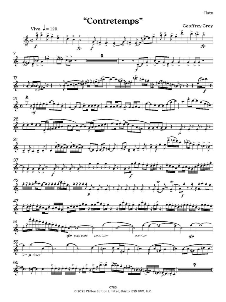 Grey, Geoffrey - Contretemps for wind quintet - Digital Download