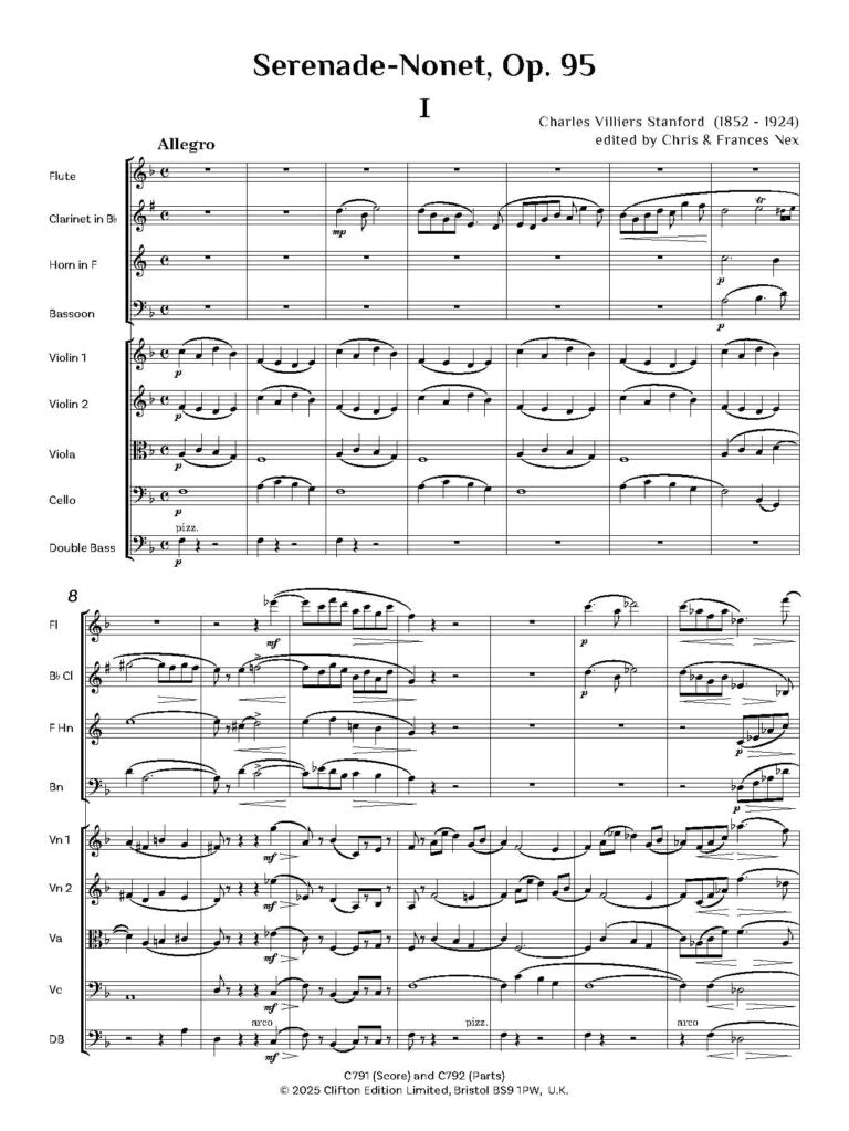 Stanford - Serenade-Nonet Op. 95 [Nonet version, Score Only]- Digital Download