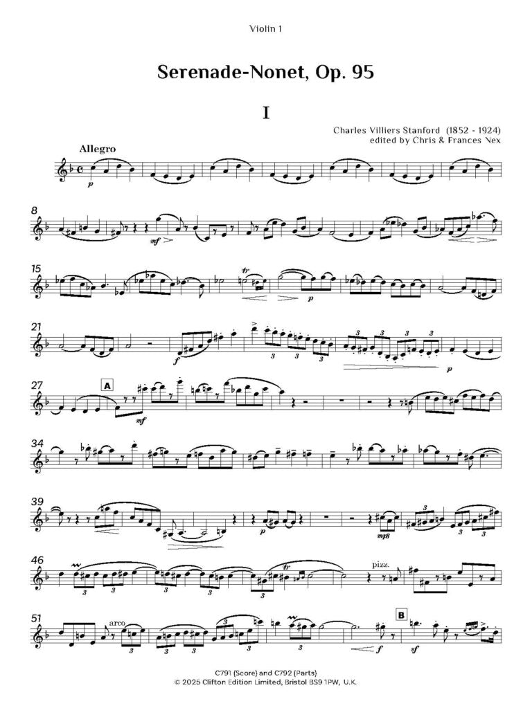 Stanford - Serenade-Nonet Op. 95 [Nonet version Parts] - Digital Download