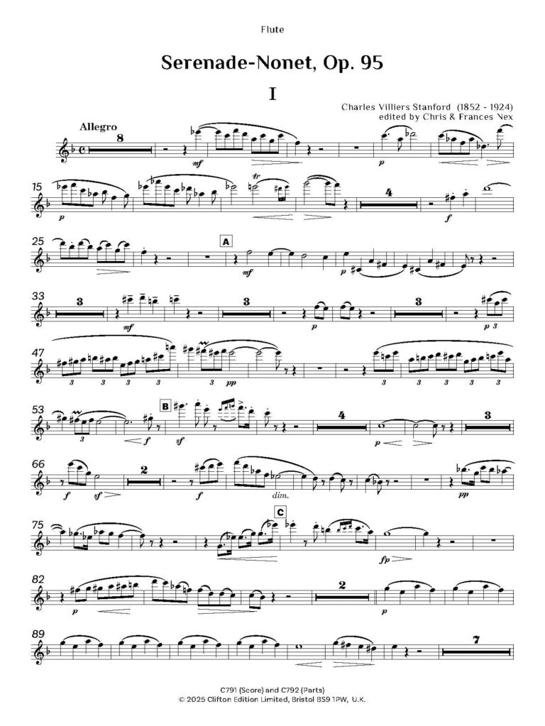 Stanford - Serenade-Nonet Op. 95 [Nonet version Parts] - Digital Download