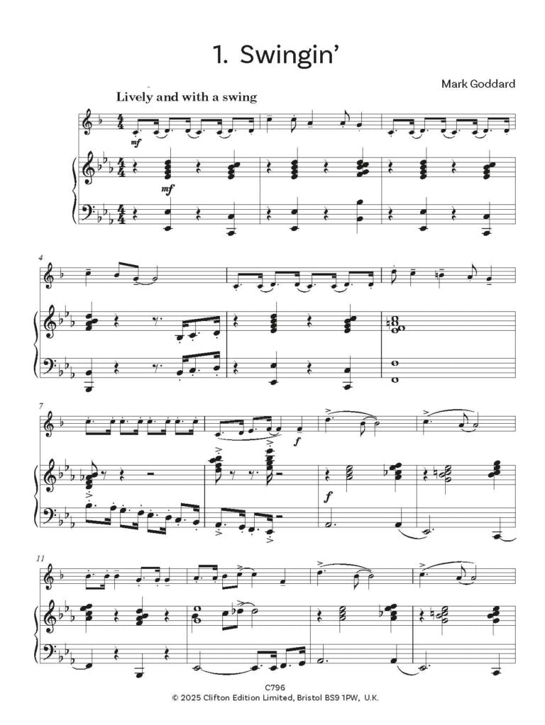 Goddard, Mark:Party Pieces for Tenor Saxophone & Piano - Digital Download