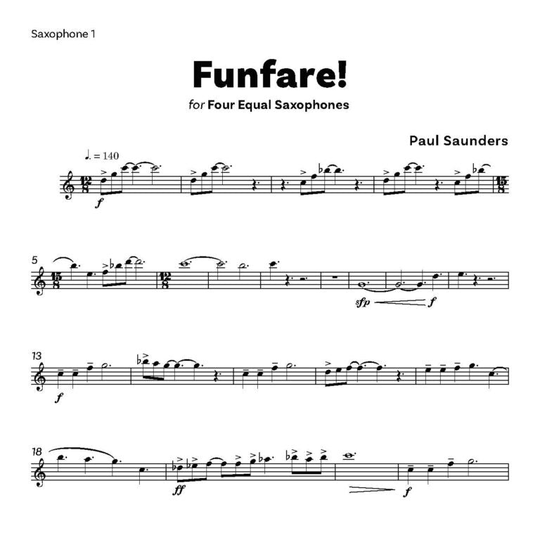 Saunders, Paul - Funfare! for saxophone Quartet - Digital Download