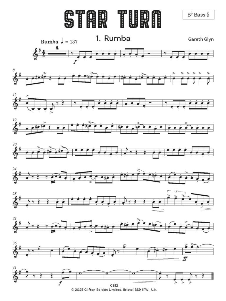 Star Turn for Bb Bass (treble clef) and Piano