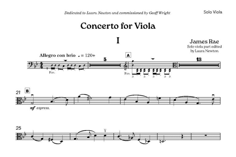 Rae, James - Concerto for Viola (Piano Reduction) for Viola & Piano - Digital Download