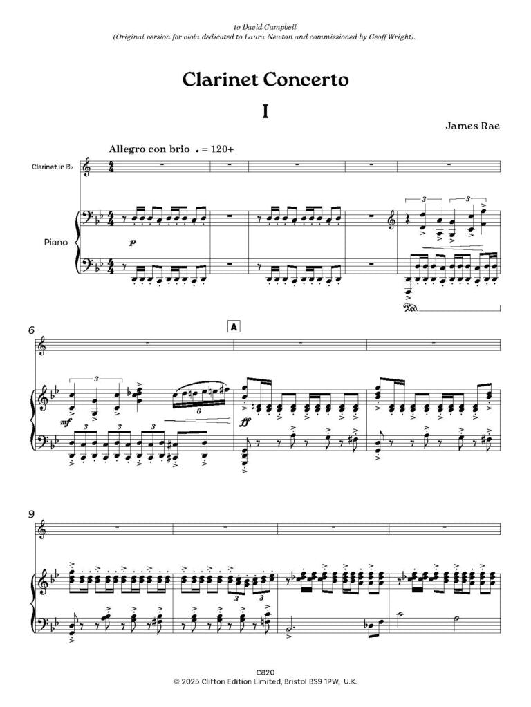 Rae, James -Concerto for Clarinet (Piano Reduction)- (Digital Download)