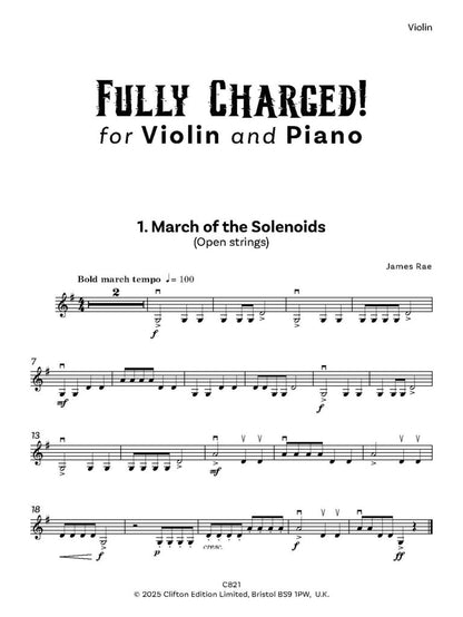 Rae, James  -Fully Charged! for violin and piano - Digital Download