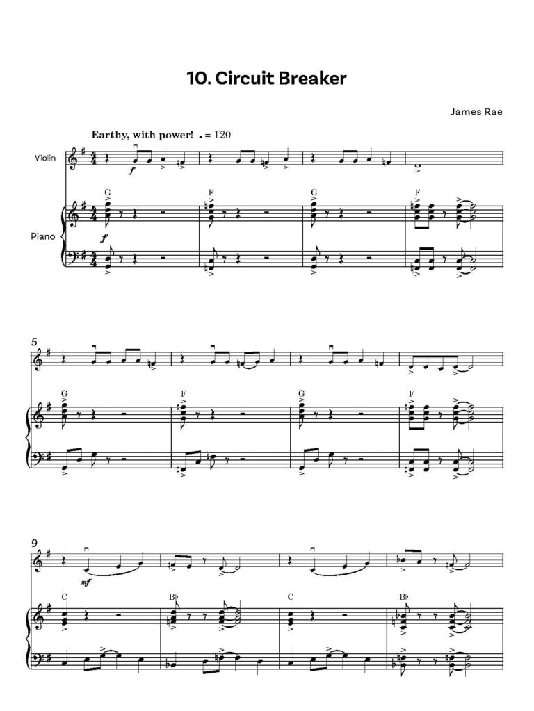 Rae, James  -Fully Charged! for violin and piano - Digital Download