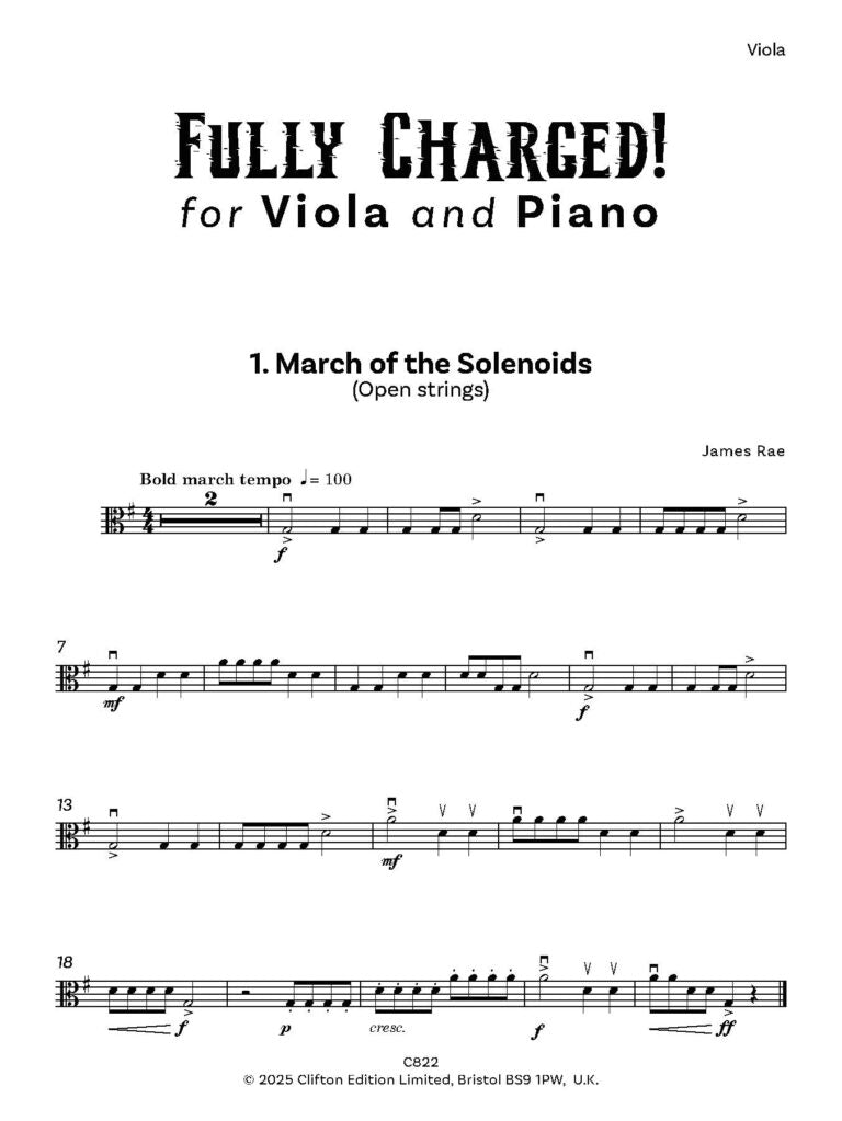 Rae, James  -Fully Charged! for Viola and piano - Digital Download