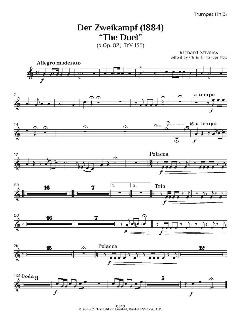 Straus: der Zweikampf “The Duel” — Orchestral Score and Parts (o.Op. 82; TrV 133) - Digital Download