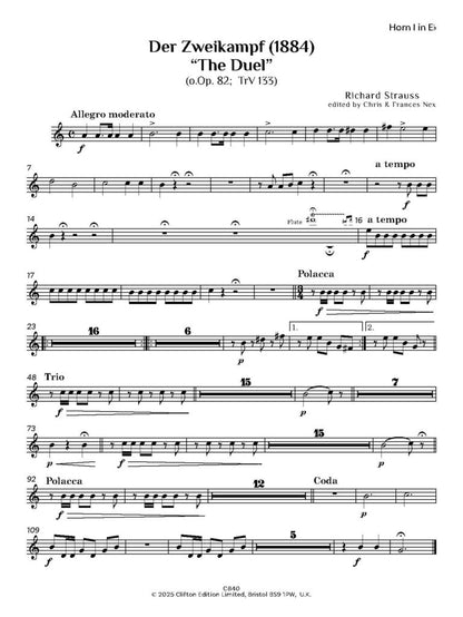 Straus: der Zweikampf “The Duel” — Orchestral Score and Parts (o.Op. 82; TrV 133) - Digital Download
