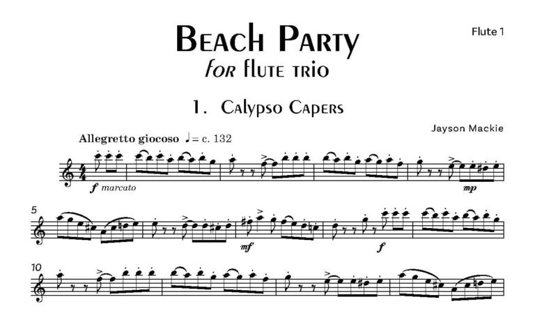 Mackie, Jayson: Beach Party for flute trio - Digital Download