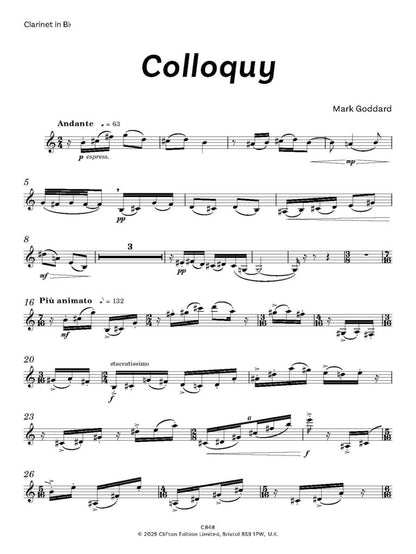 Goddard, M - Colloquy for clarinet and guitar - (Digital Download)