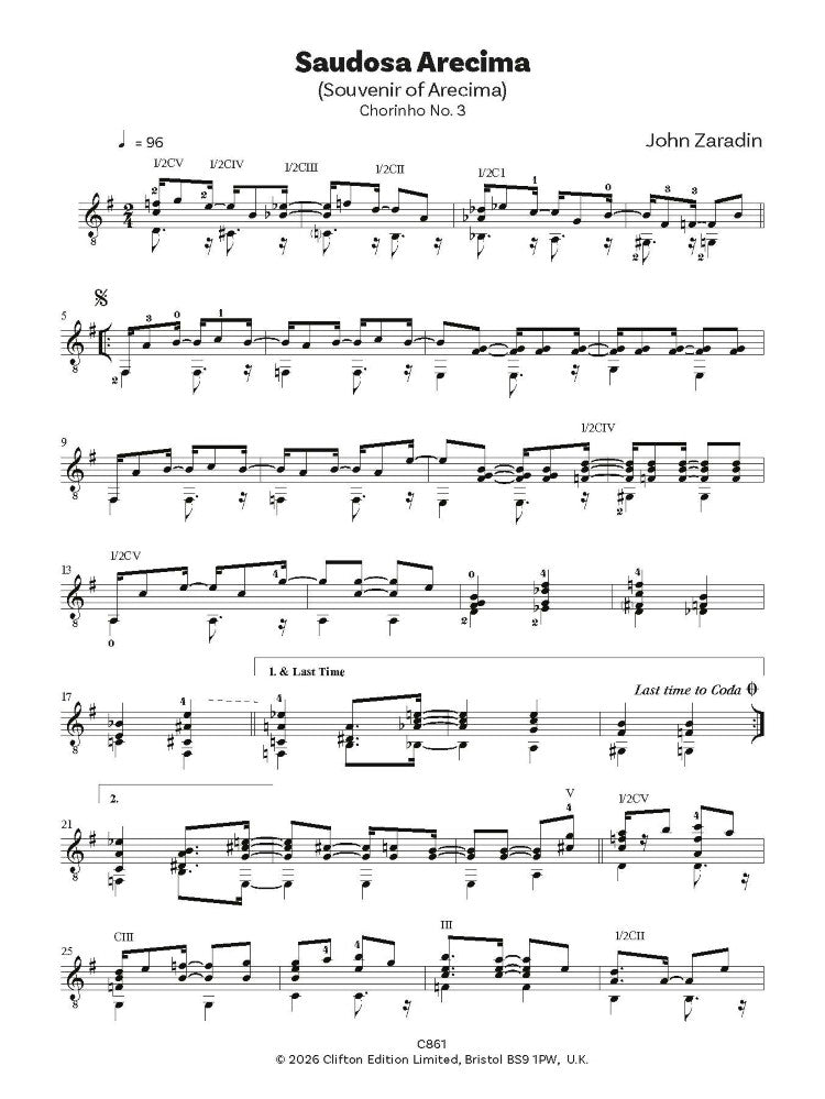 Zaradin, John: Chorinhos for Solo Guitar (Digital Download)