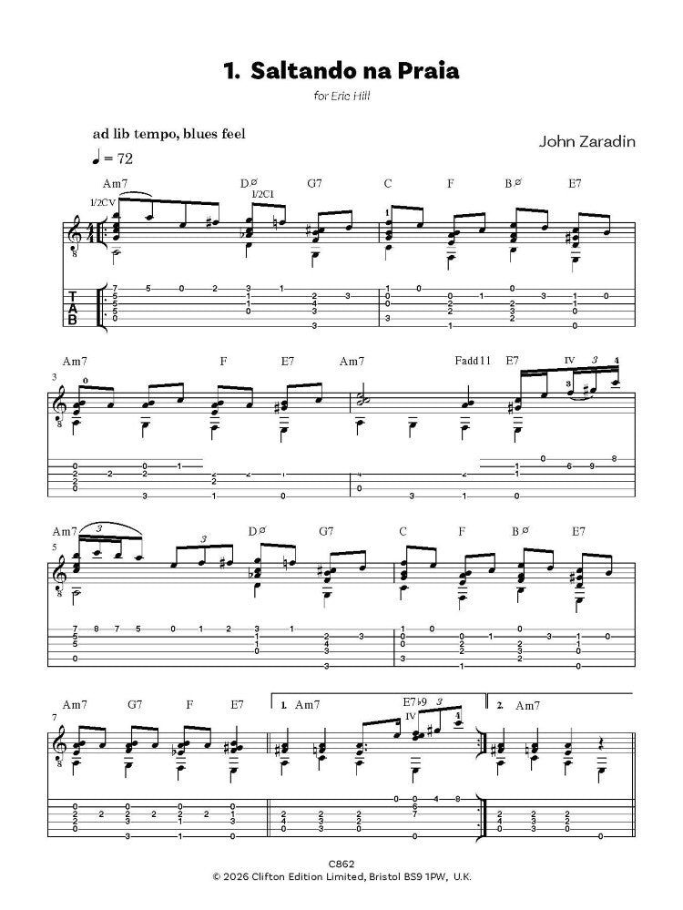 Zaradin, John: Dedications for Solo Guitar: 12 pieces in Jazz and Latin mood (Digital Download)