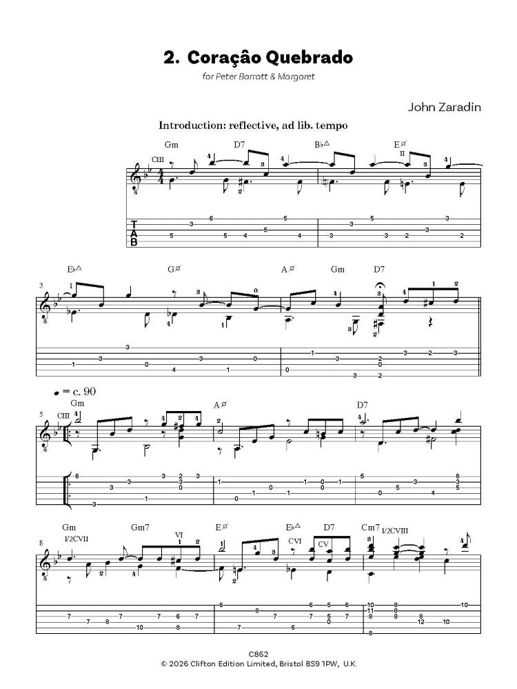 Zaradin, John: Dedications for Solo Guitar: 12 pieces in Jazz and Latin mood (Digital Download)
