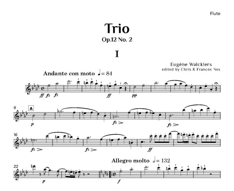Eugène Walckiers ed. C M M Nex ed. F H Nex - Trio Op. 12 No. 2 in F minor Score and Parts- Digital Download
