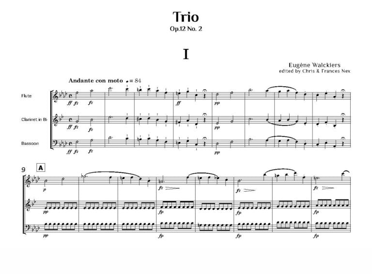 Eugène Walckiers ed. C M M Nex ed. F H Nex - Trio Op. 12 No. 2 in F minor Score and Parts- Digital Download