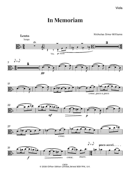 Nicholas Sims-Williams - In Memoriam for string trio - (Digital Downlaod)