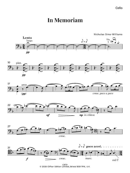 Nicholas Sims-Williams - In Memoriam for string trio - (Digital Downlaod)