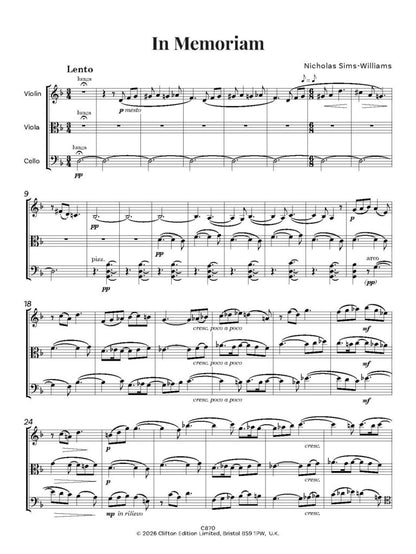 Nicholas Sims-Williams - In Memoriam for string trio - (Digital Downlaod)