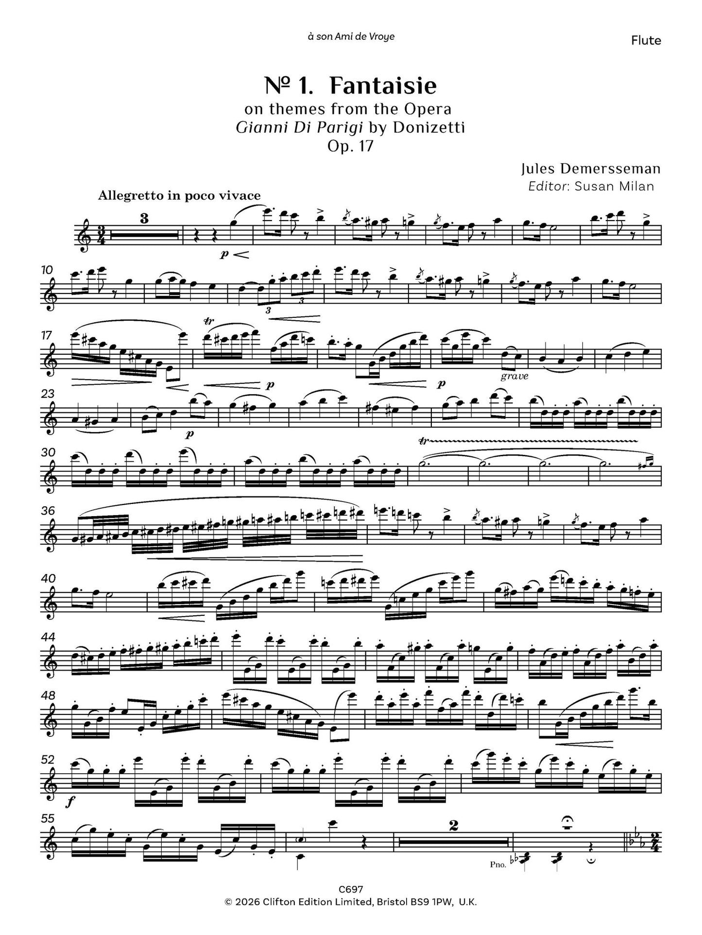 Jules Demersseman ed. Susan Milan Showpieces Vol 4 for flute and piano - Digital Download