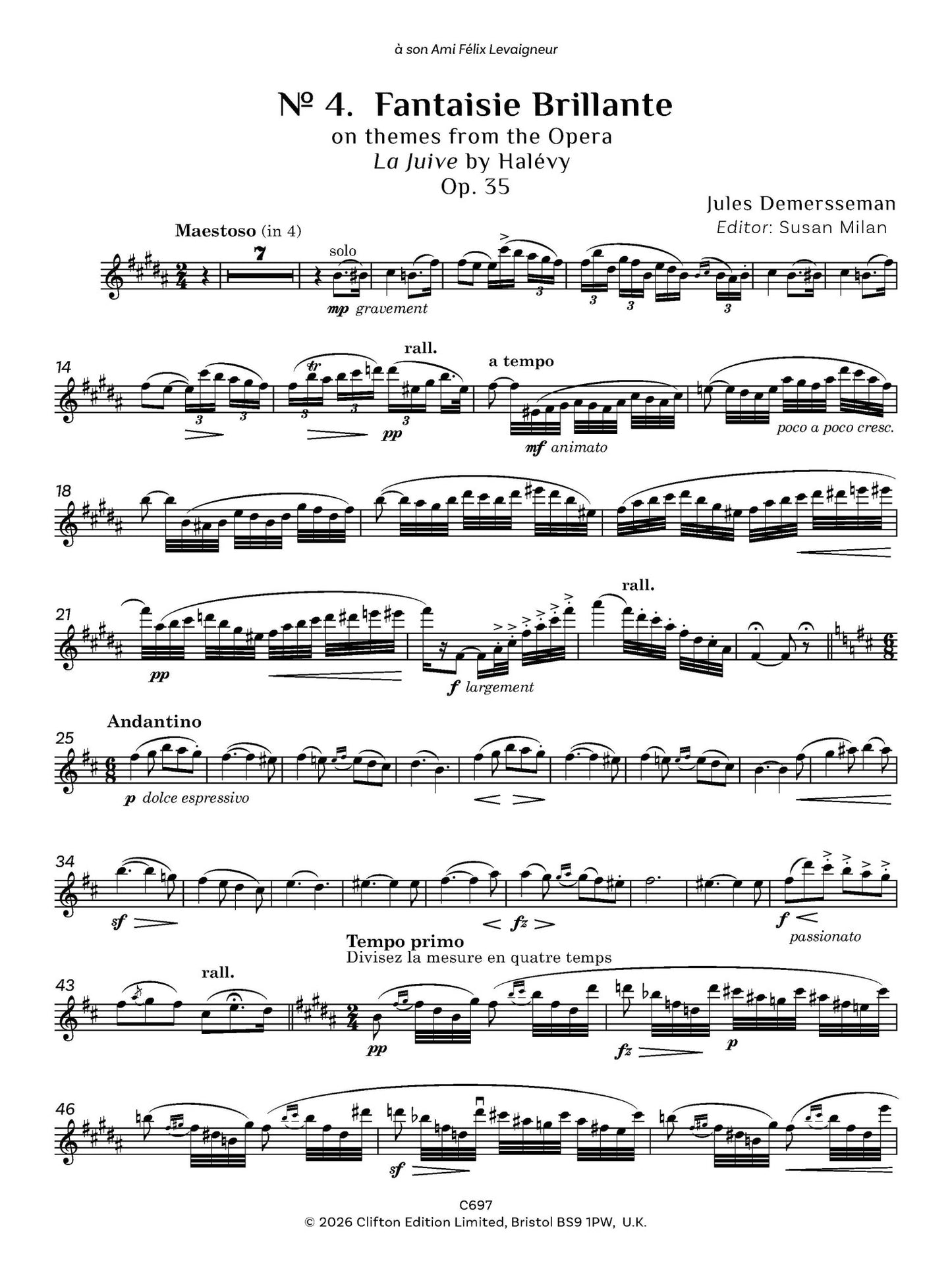Jules Demersseman ed. Susan Milan Showpieces Vol 4 for flute and piano - Digital Download