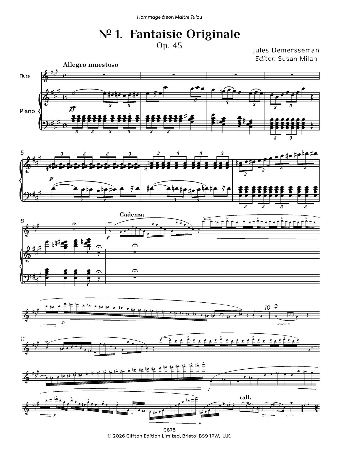 Jules Demersseman ed. Susan Milan Showpieces Vol 4 for flute and piano - Digital Download