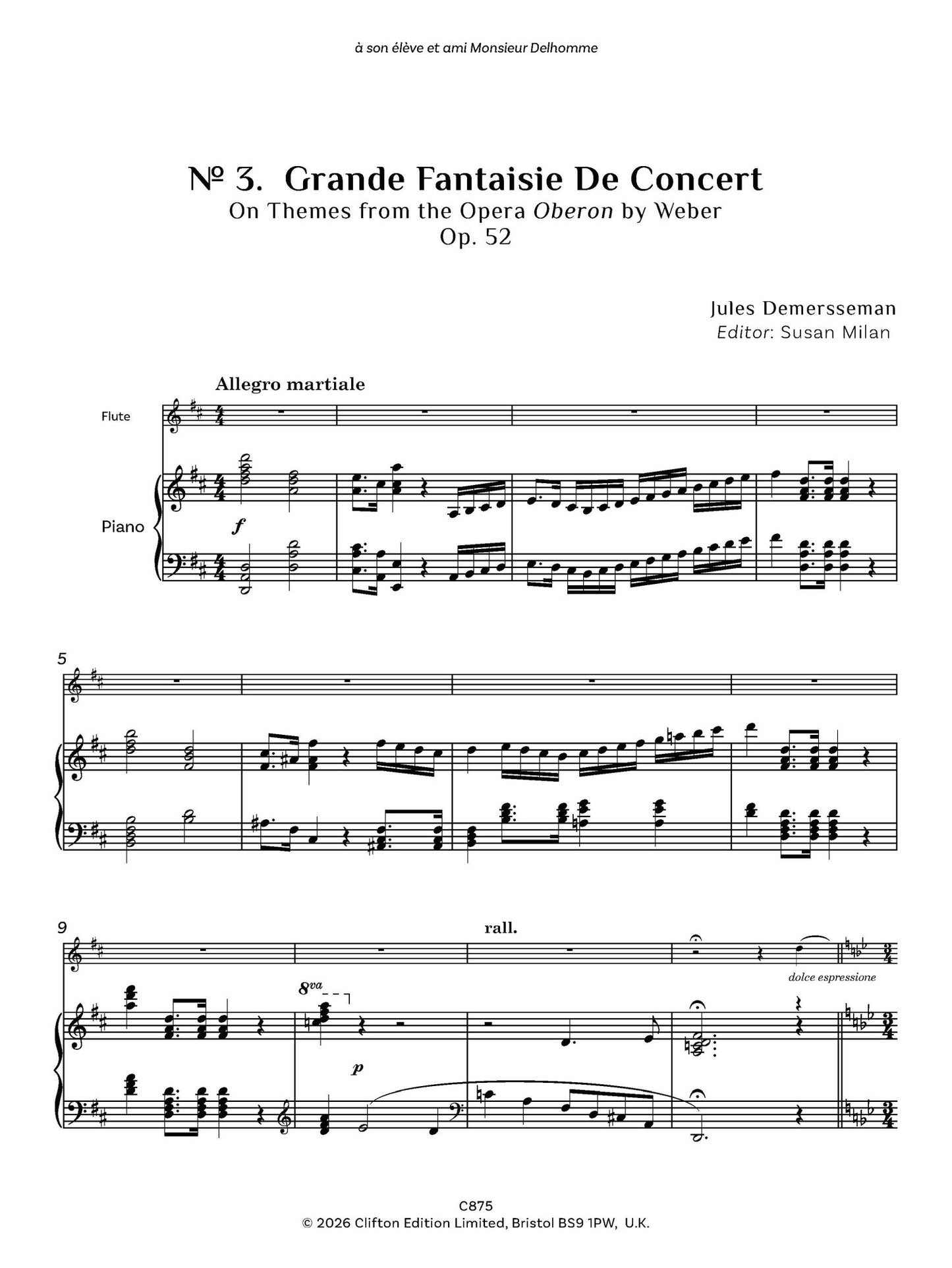 Jules Demersseman ed. Susan Milan Showpieces Vol 4 for flute and piano - Digital Download