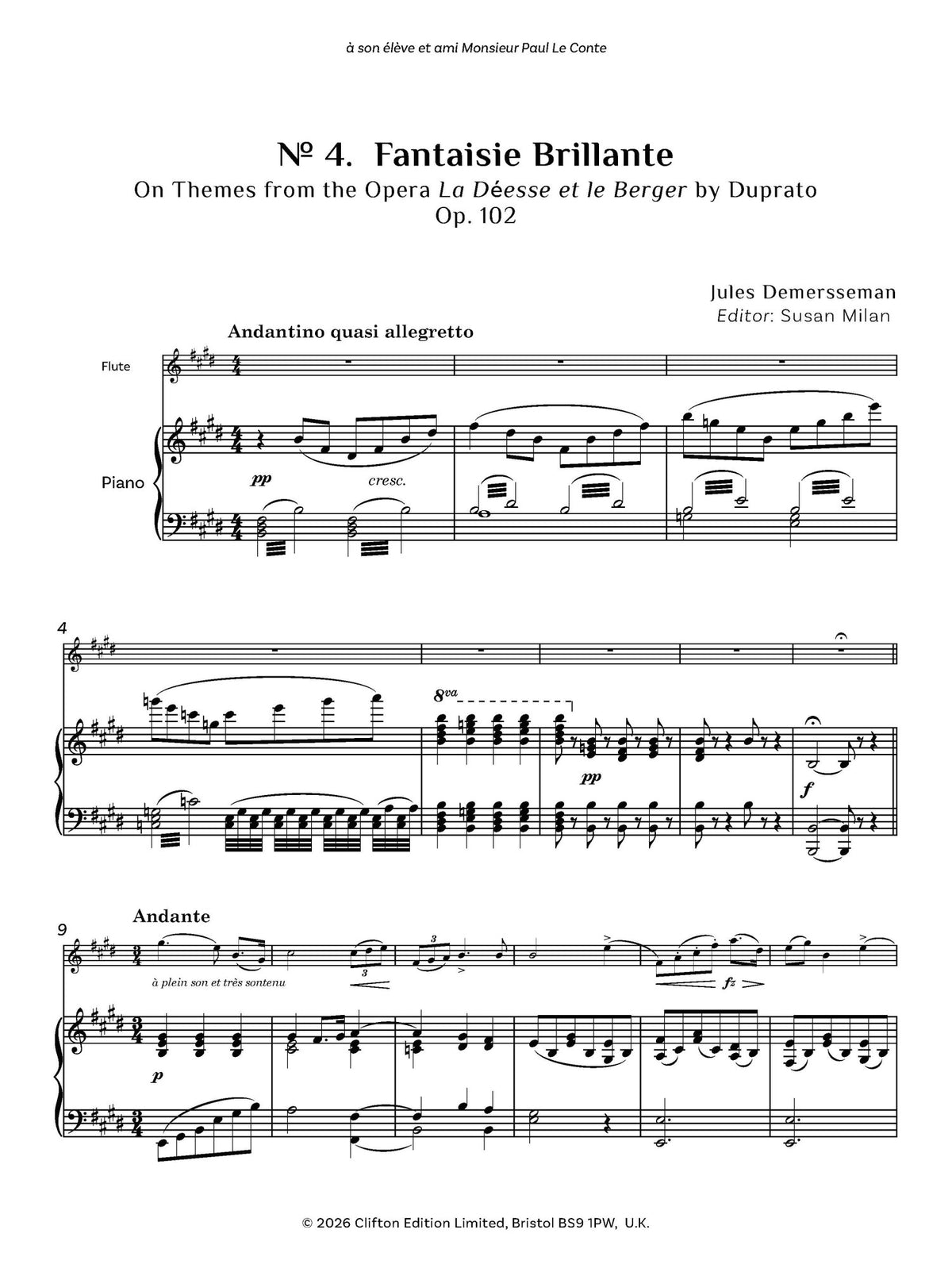 Jules Demersseman ed. Susan Milan Showpieces Vol 4 for flute and piano - Digital Download