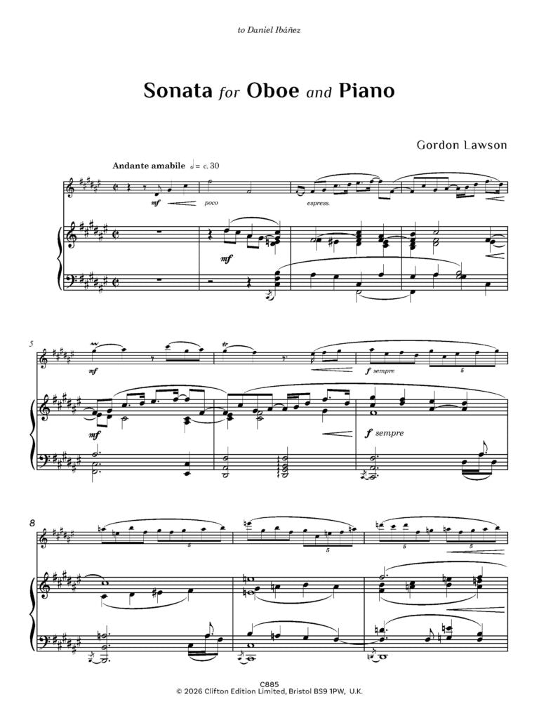 Lawson, Gordon - Sonata for Oboe and Piano (2025) - (Digital Download)