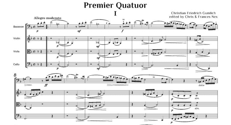 Gumlich, CF - Premier Quatuor for Bassoon and string trio - (Digital Download)