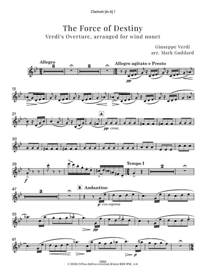 Giuseppe Verdi arr. Mark Goddard - The Force of Destiny Overture for wind nonet- Digital Download
