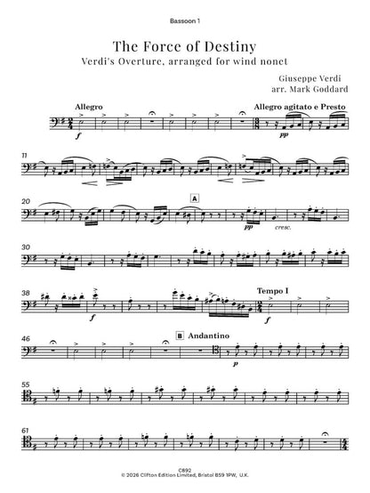 Giuseppe Verdi arr. Mark Goddard - The Force of Destiny Overture for wind nonet- Digital Download