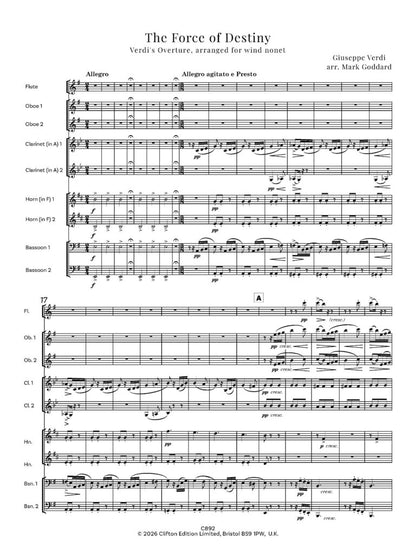 Giuseppe Verdi arr. Mark Goddard - The Force of Destiny Overture for wind nonet- Digital Download