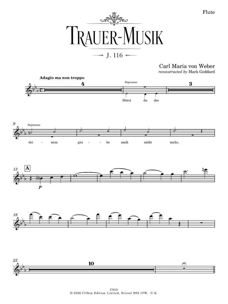 Weber - Trauer-Musik for solo baritone and wind ensemble (Score and Parts) - (Digital Download)