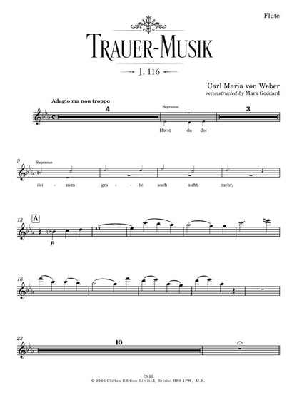 Weber - Trauer-Musik for solo baritone and wind ensemble (Score and Parts) - (Digital Download)