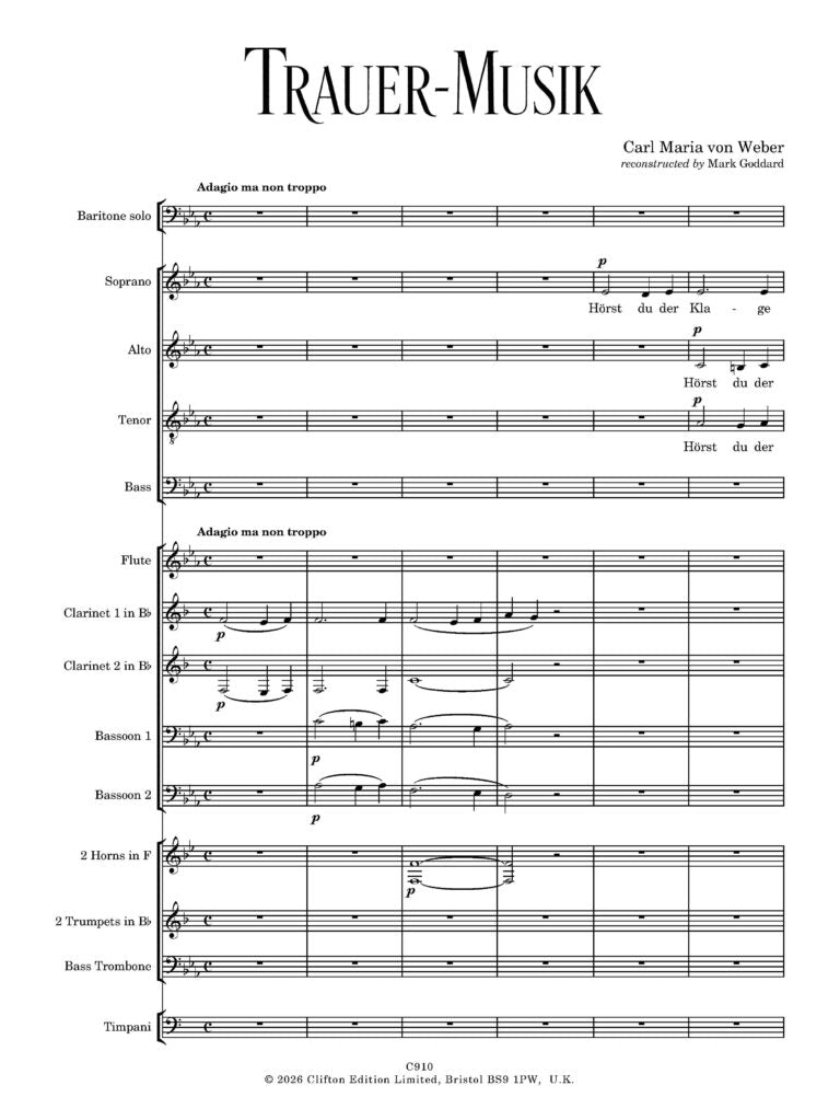 Weber - Trauer-Musik for solo baritone and wind ensemble (Score and Parts) - (Digital Download)