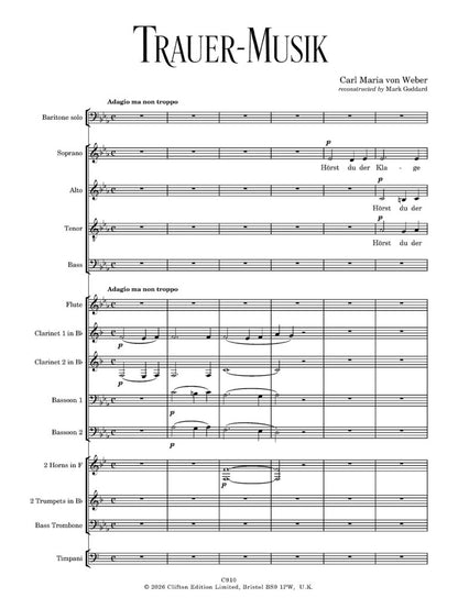 Weber - Trauer-Musik for solo baritone and wind ensemble (Score and Parts) - (Digital Download)