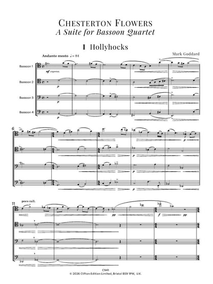 Goddard - Chesterton Flowers (Bassoon Quartet)- Digital Download